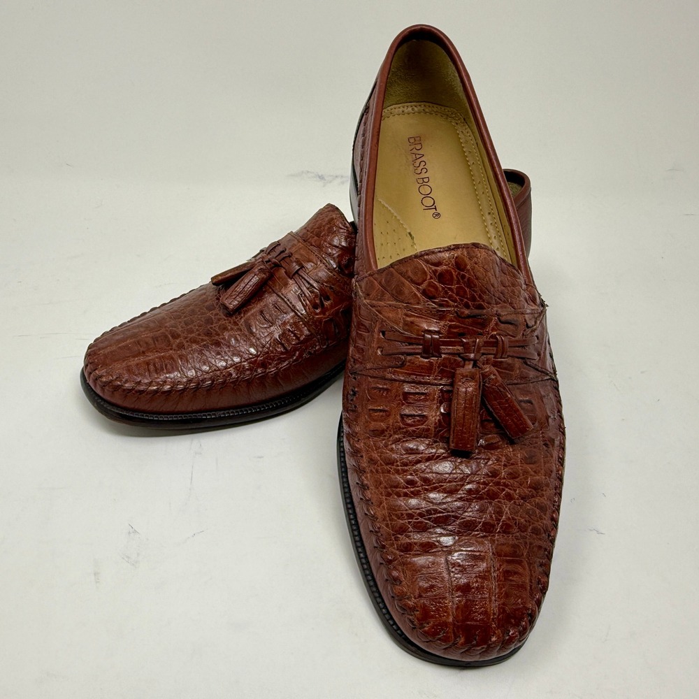 Brass Boot Men's Tassel Loafers Full Leather Made in Brazil / Spain Size 11 M - Picture 9 of 16